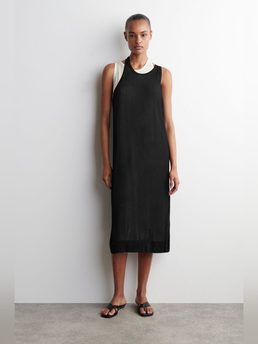 COS Black and White Layered Knitted Midi Dress XS - Picture 3 of 12